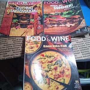 Food & Wine Magazines Lot of 3 Summer Global Cooking Recipes 2025